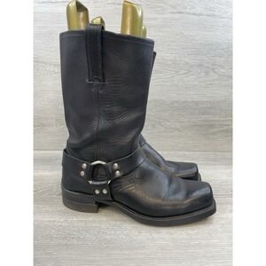 Frye‎ Men's 12 Black Leather Harness Engineer Moto Boots USA Made Vintage 87350